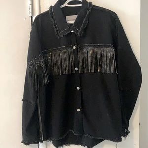 Women Black Jean jacket size L